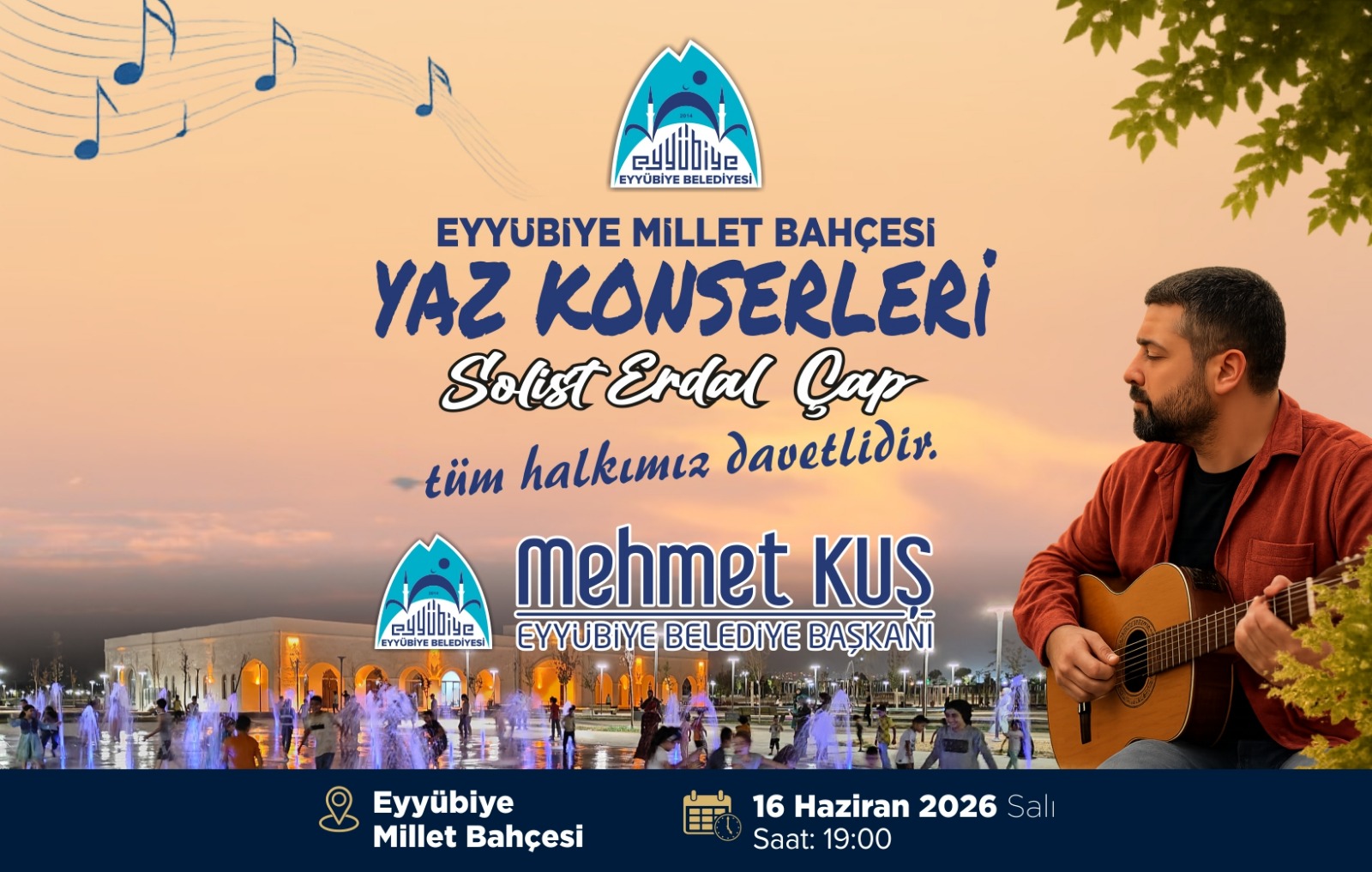 Eyyübiye Millet Bahçesi’nde Yaz Konserleri Başlıyor