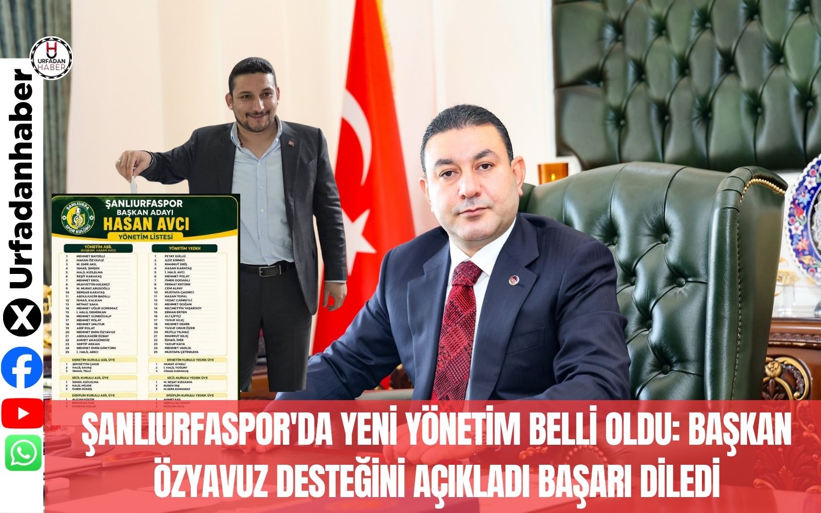 ŞANLIURFASPOR'DA YENİ YÖNETİM BELLİ OLDU: BAŞKAN ÖZYAVUZ DESTEĞİNİ AÇIKLADI BAŞARI DİLEDİ
