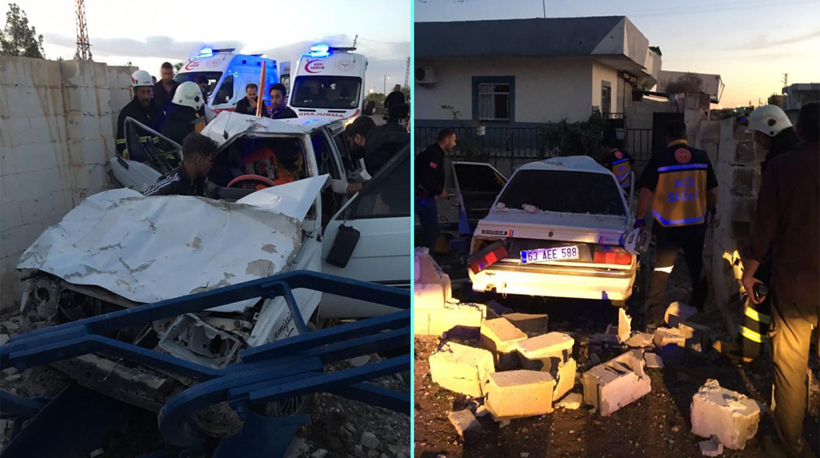 Polisten kaçarken kaza yaparak köy evinin avlusuna daldı