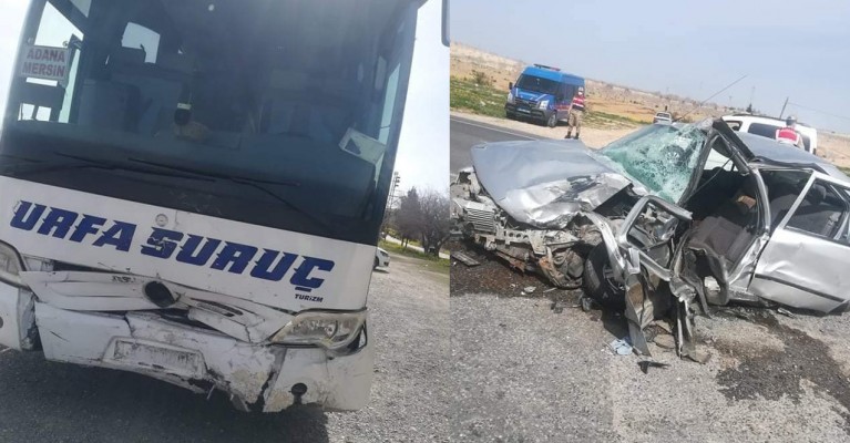 Şanlıurfa'da yolcu otobüsü ile otomobil çarpıştı!