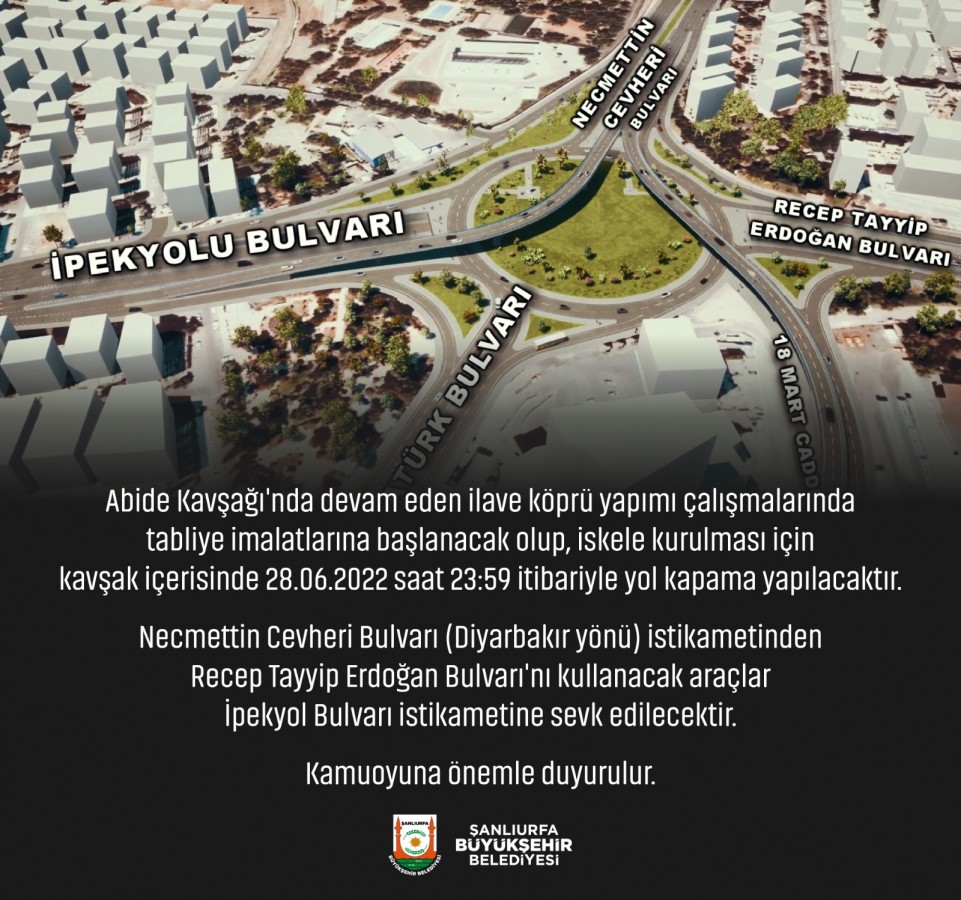 Urfa'da o yol trafiğe kapatılıyor