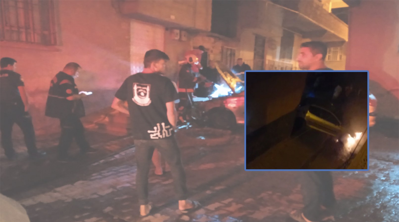 Haliliye'de duvara çarpan otomobil alev alarak yandı