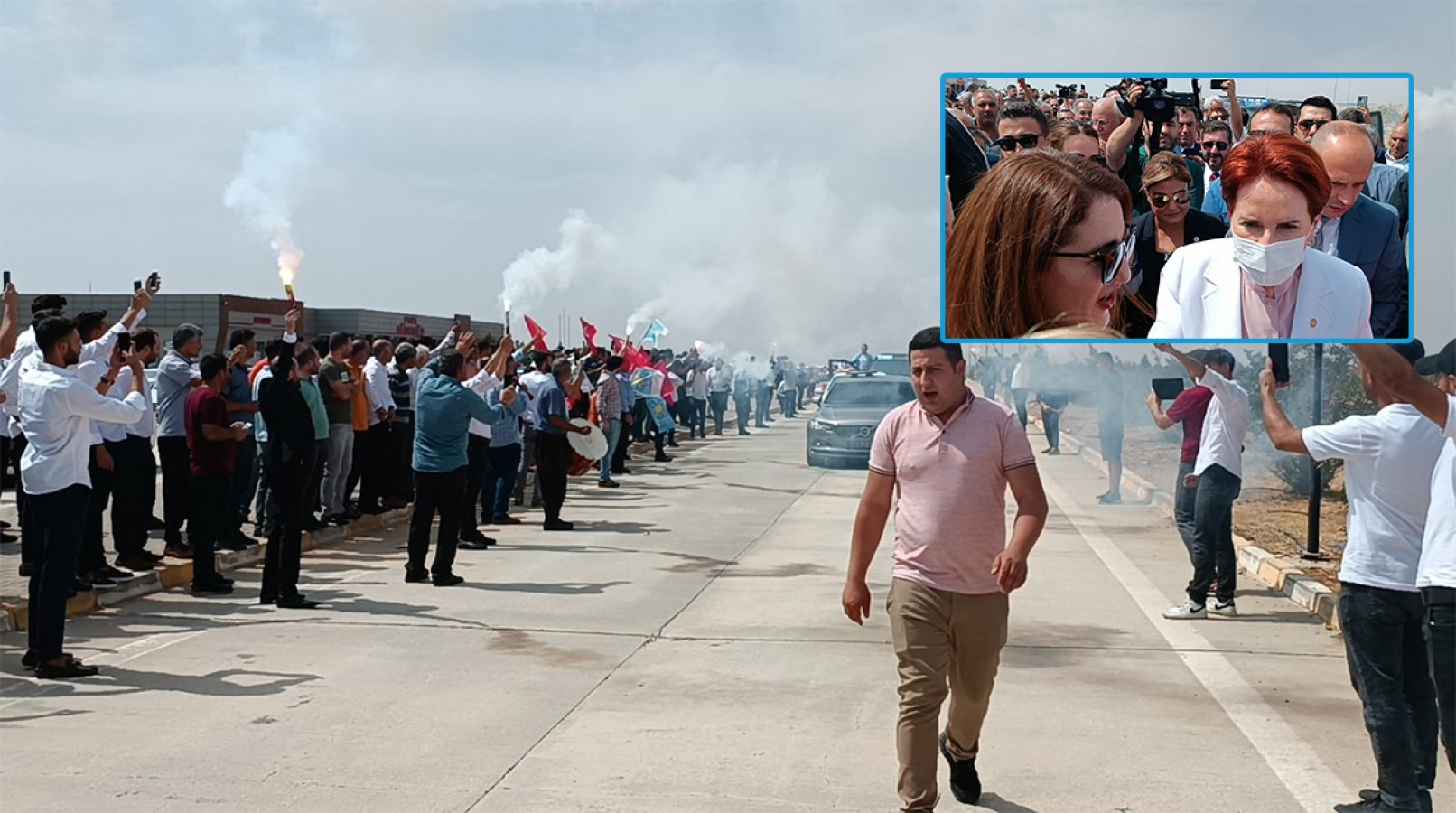 Meral Akşener'i Urfa girişinde partililer davul zurnayla karşıladı