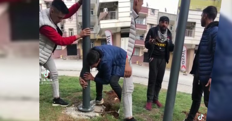 Urfa'da Tiktok kullanıcıları kamu malına zarar verdi