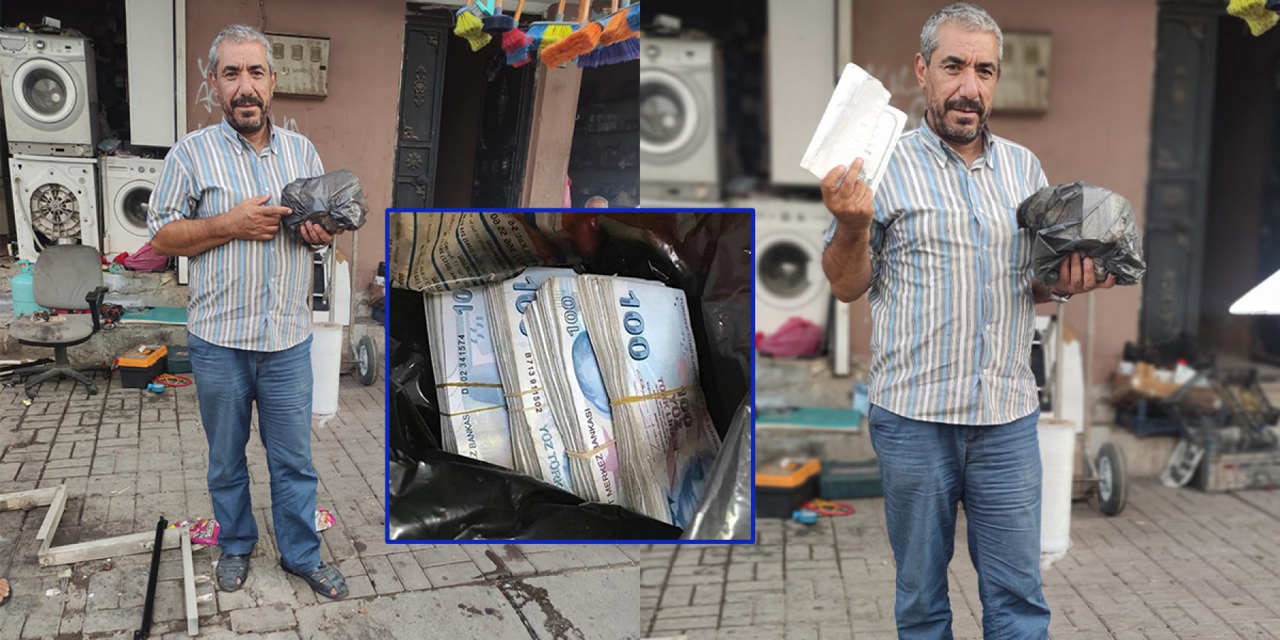 İçi para dolu olan poşeti sahibine teslim etti