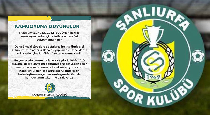 Şanlıurfaspor’dan transfer iddialarına yanıt