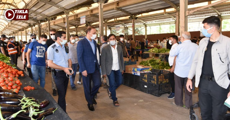 Vali Erin tam kapanmada açılan pazarları denetledi