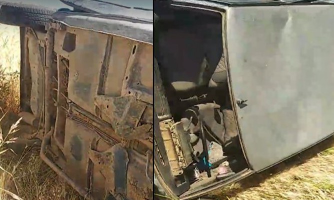 Suruç’ta otomobil şarampole devrildi