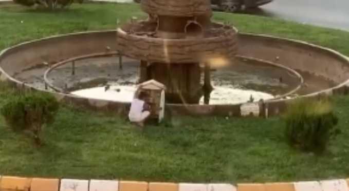 Süs havuzunun yanında tehlikeli oyun