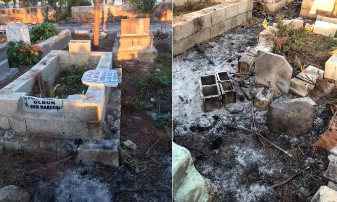 Suruç’ta mezarlığa zarar verildi