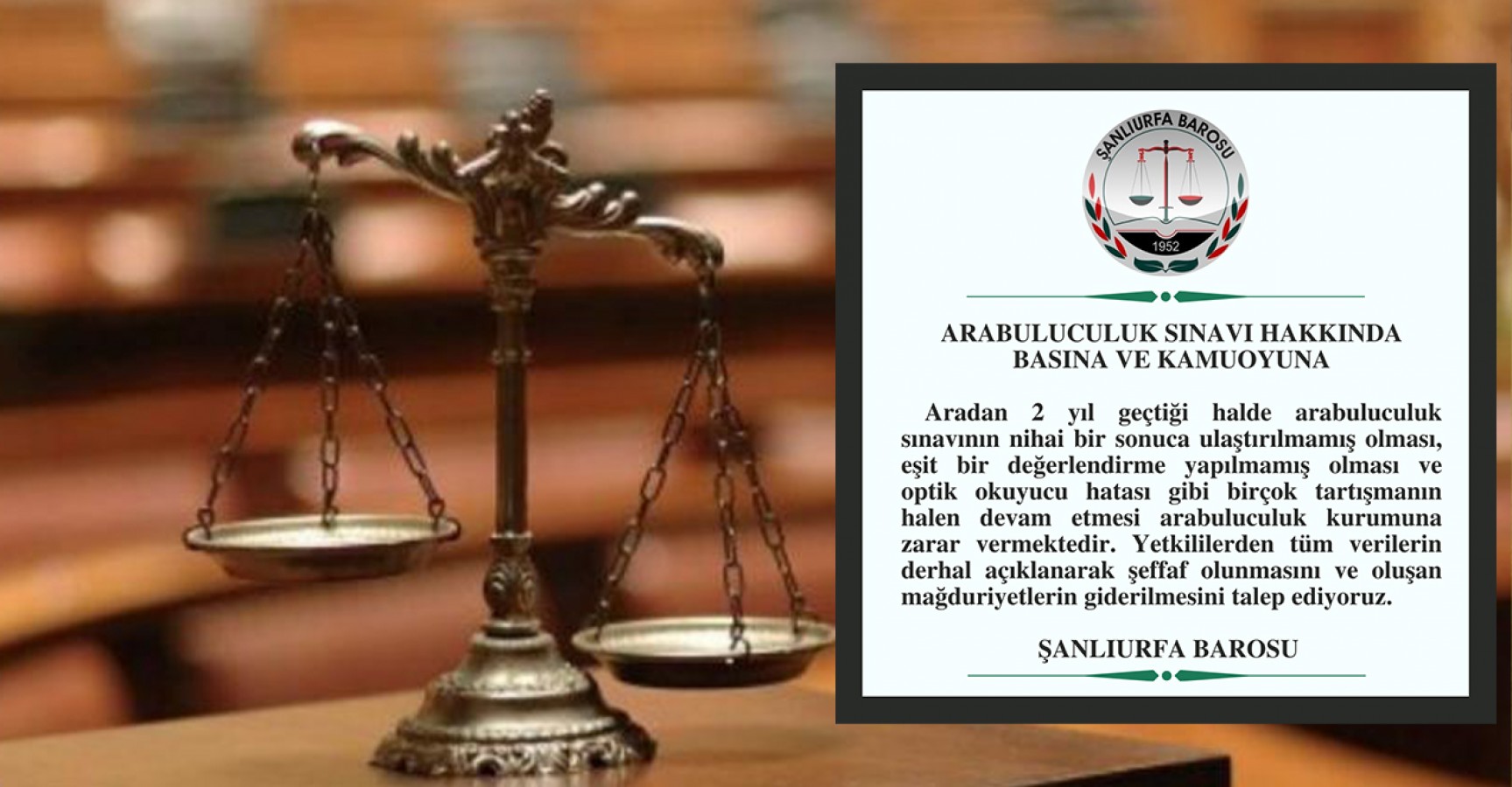 2 yıldır sonuçlanmayan sınavla ilgili barodan açıklama