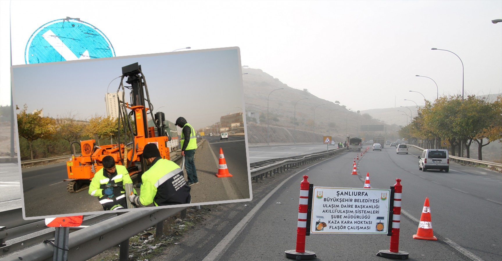Sık kaza yaşanan yola flaşörlü önlem