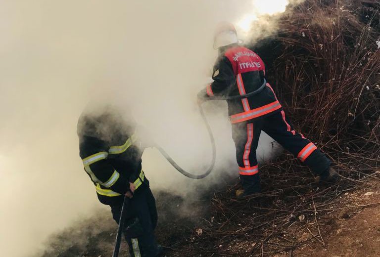 Akçakale’de odunluk alanda yangın çıktı