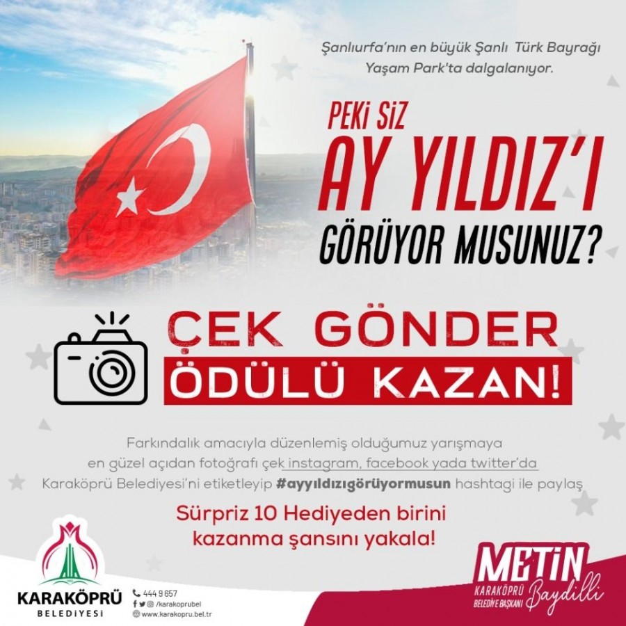Kentin en büyük Türk bayrağı dalgalanıyor