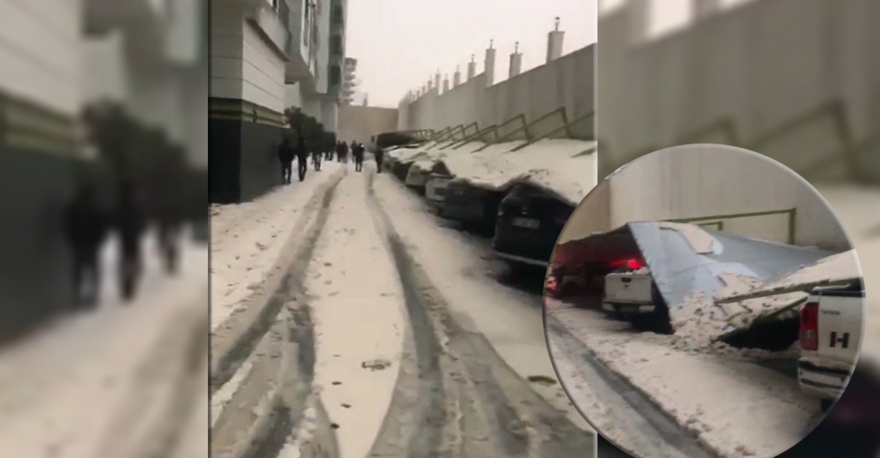 Urfa'daki otoparkta araçların üzerine sundurma düştü!