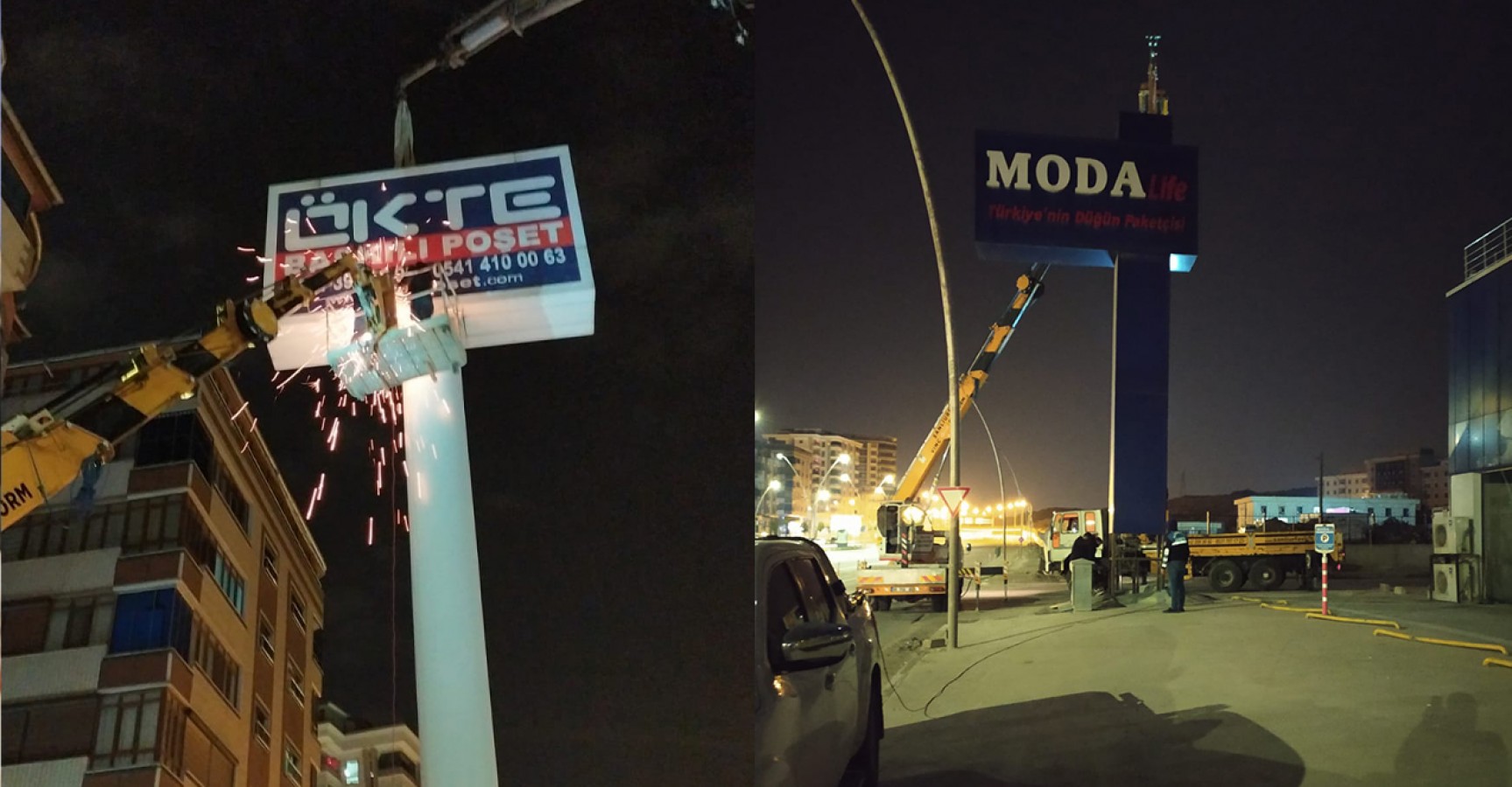 Reklam tabelaları gece operasyonuyla kaldırıldı
