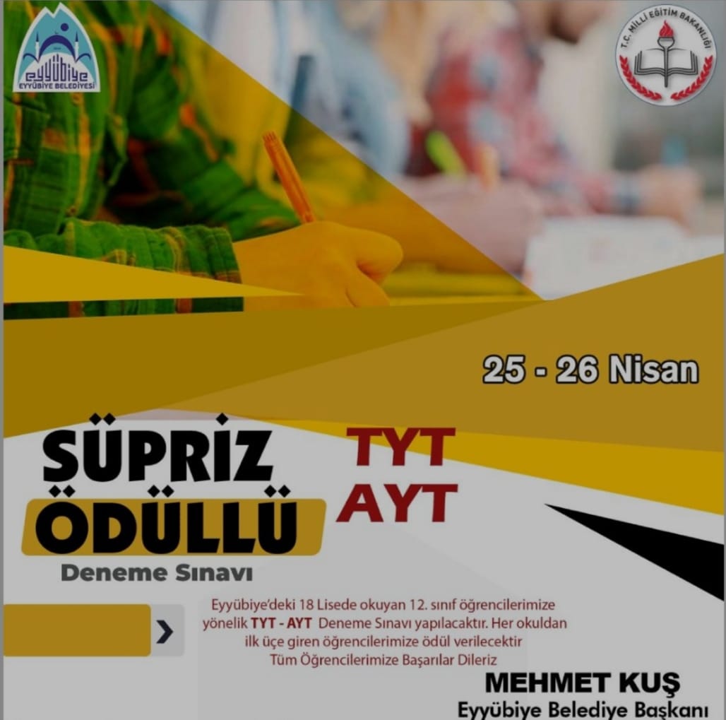 EYYÜBİYE BELEDİYESİNDEN BİNLERCE ÖĞRENCİYE ÖDÜLLÜ DENEME SINAVI
