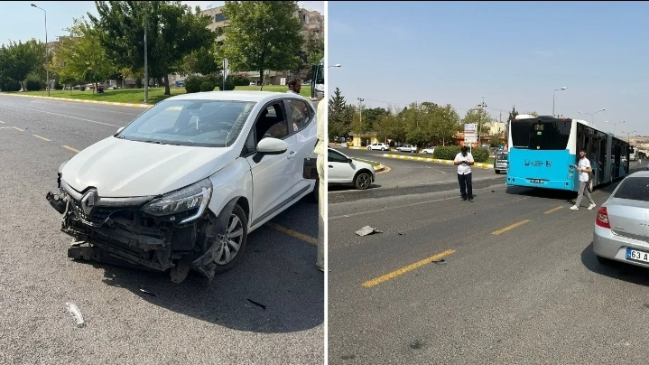 Şanlıurfa'da maddi hasarlı kaza! Otomobil ile otobüs çarpıştı