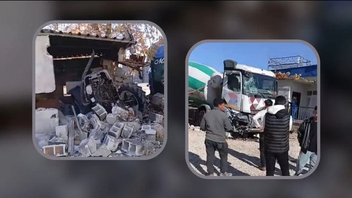Şanlıurfa'da beton mikseri eve daldı!
