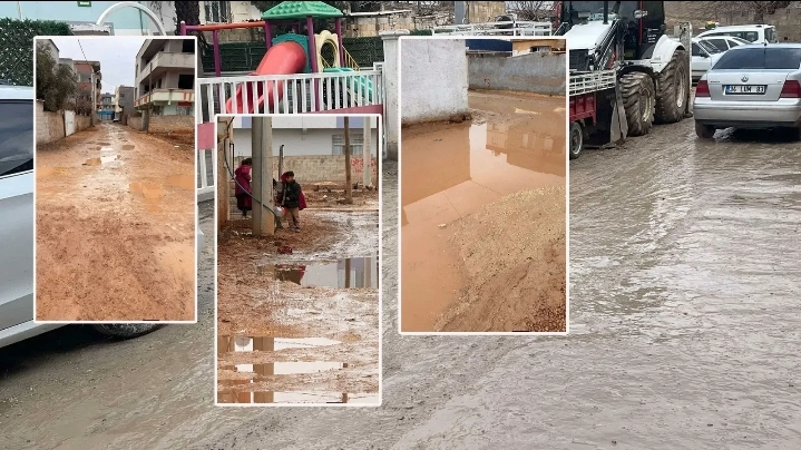 Suruç ilçesindeki sokaklar çamur deryasına döndü!