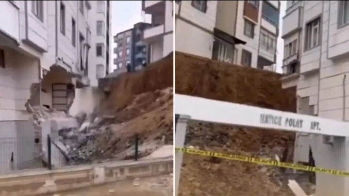 Şanlıurfa’da binanın istinat duvarı çöktü! Vatandaşlar mahsur kaldı!