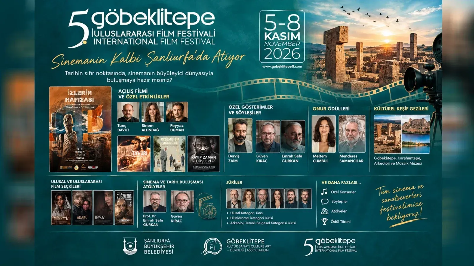 Sinemanın kalbi Şanlıurfa’da atıyor: 5. Göbeklitepe Uluslararası Film Festivali’ne davetlisiniz!