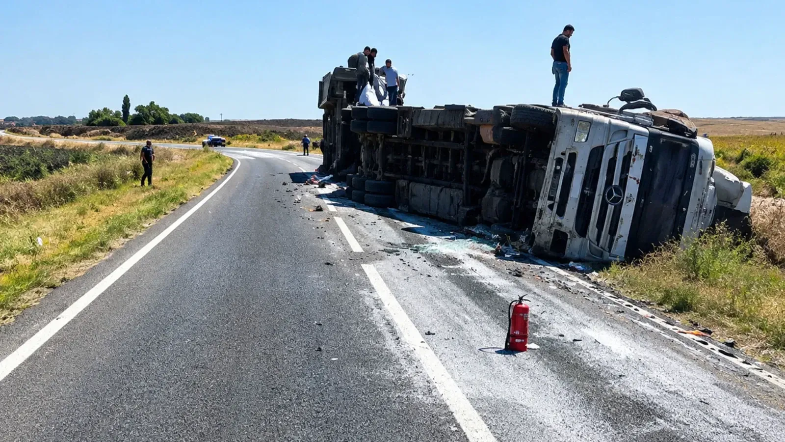 Şanlıurfa’da saman yüklü kamyon devrildi! Yaralılar var